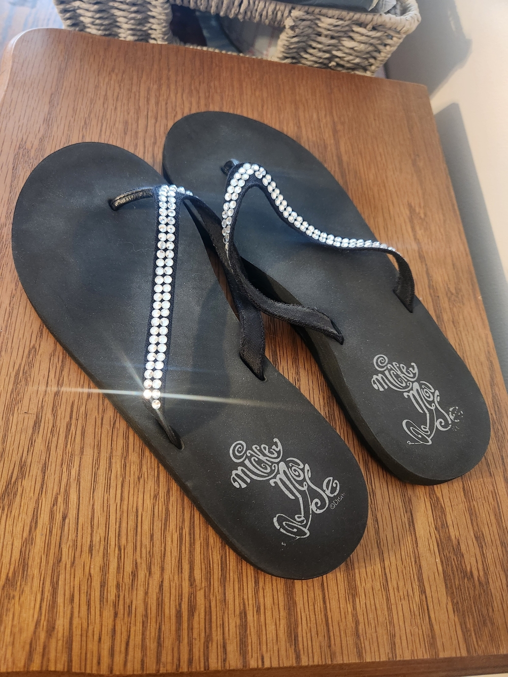 Black Rhinestone Disney Parks Flip Flops